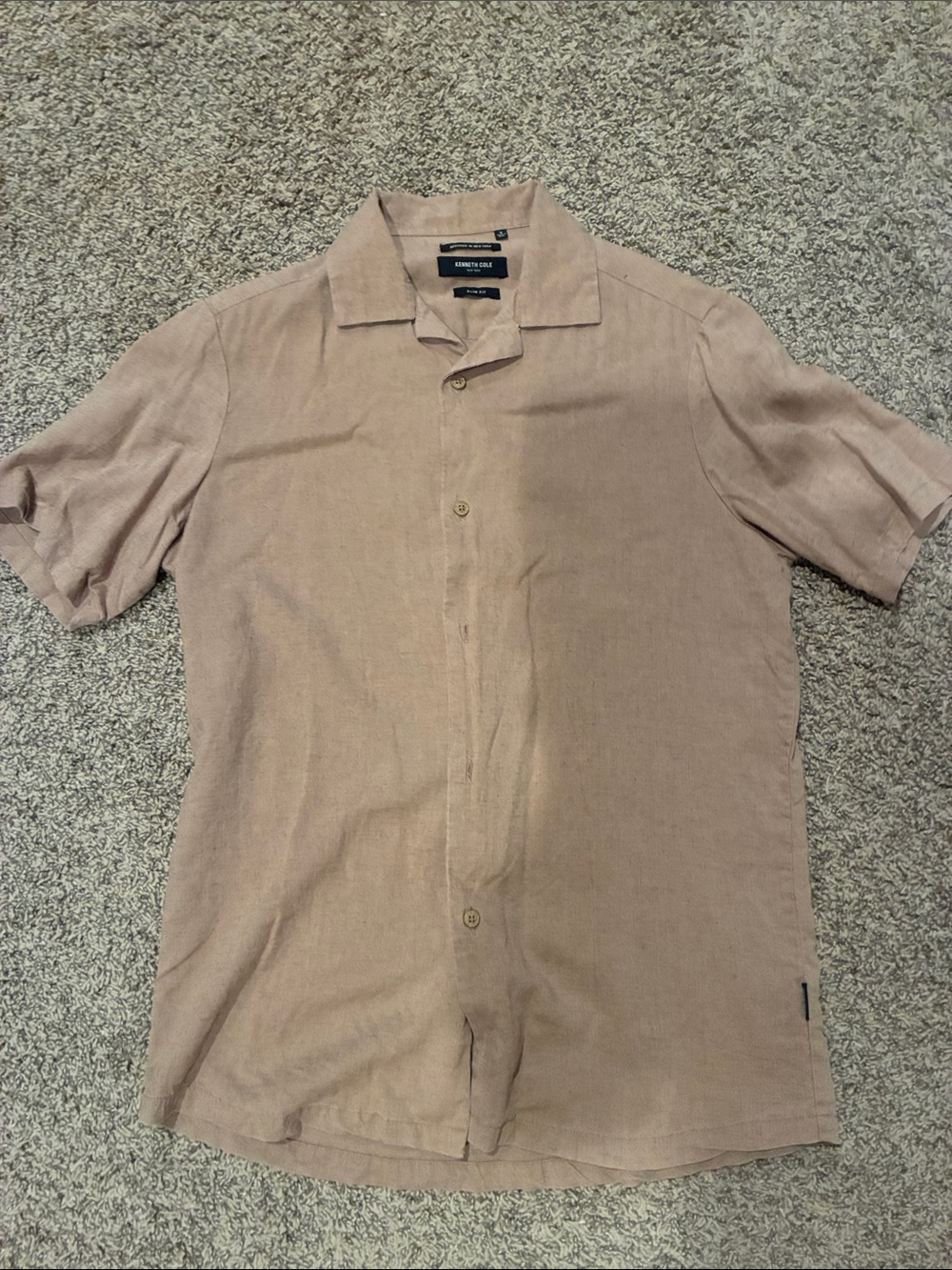 Kenneth Cole Short Sleeve Button-Down Shirt - Light Taupe